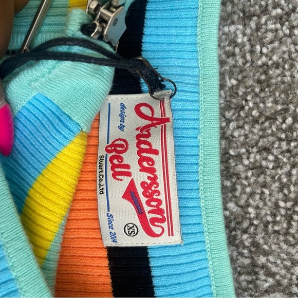 ANDERSSON BELL Womens Multi Stripe Zip Up Knit Mini Dress XS New Barbie Unique - Picture 6 of 10